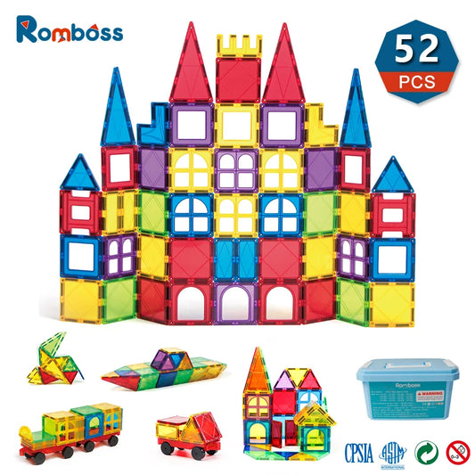 Romboss 7.5Cm Big Size Magnetic Construction Building Blocks Sets Montessori Educational Toys Christmas Gift For Puzzle Building