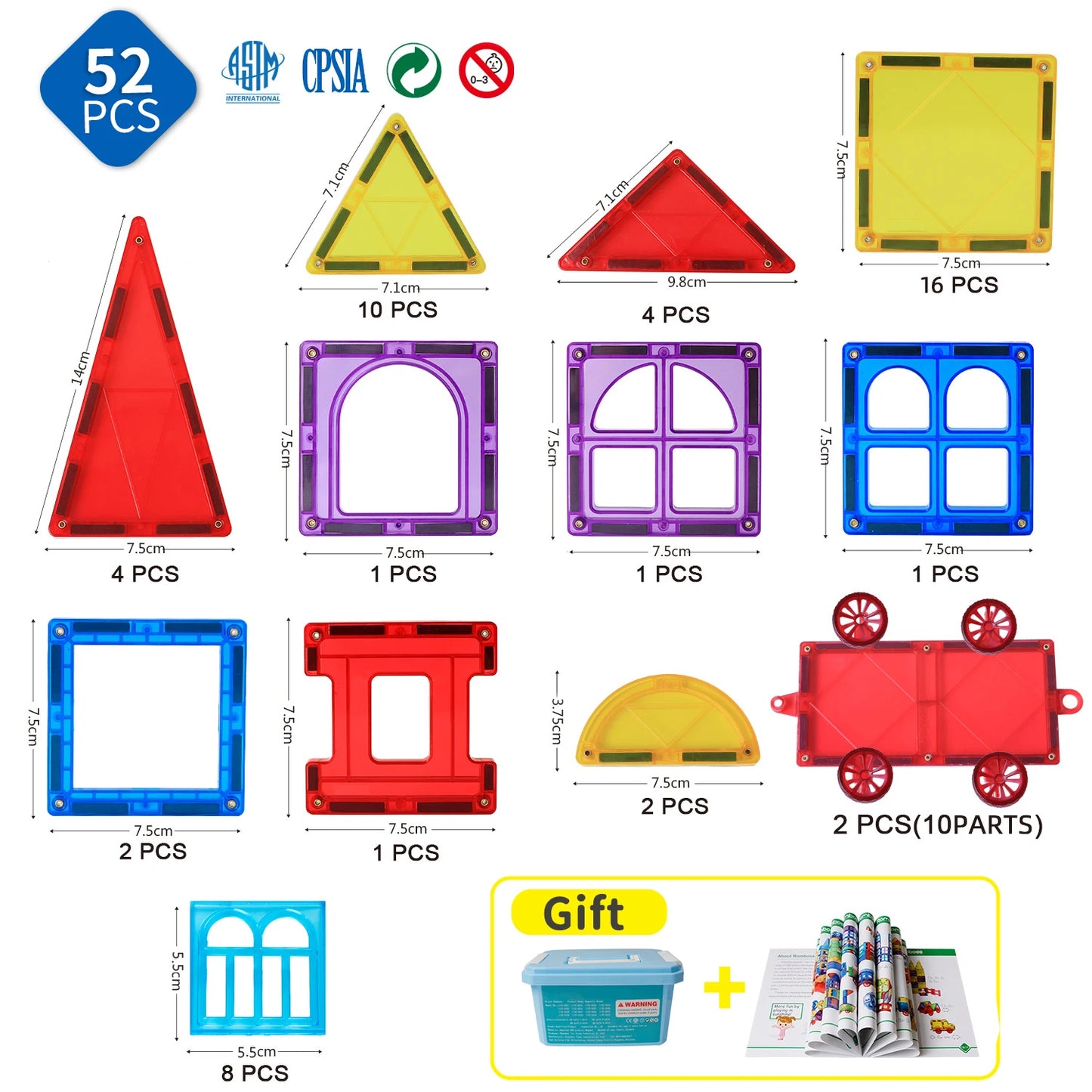 Romboss 7.5Cm Big Size Magnetic Construction Building Blocks Sets Montessori Educational Toys Christmas Gift For Puzzle Building