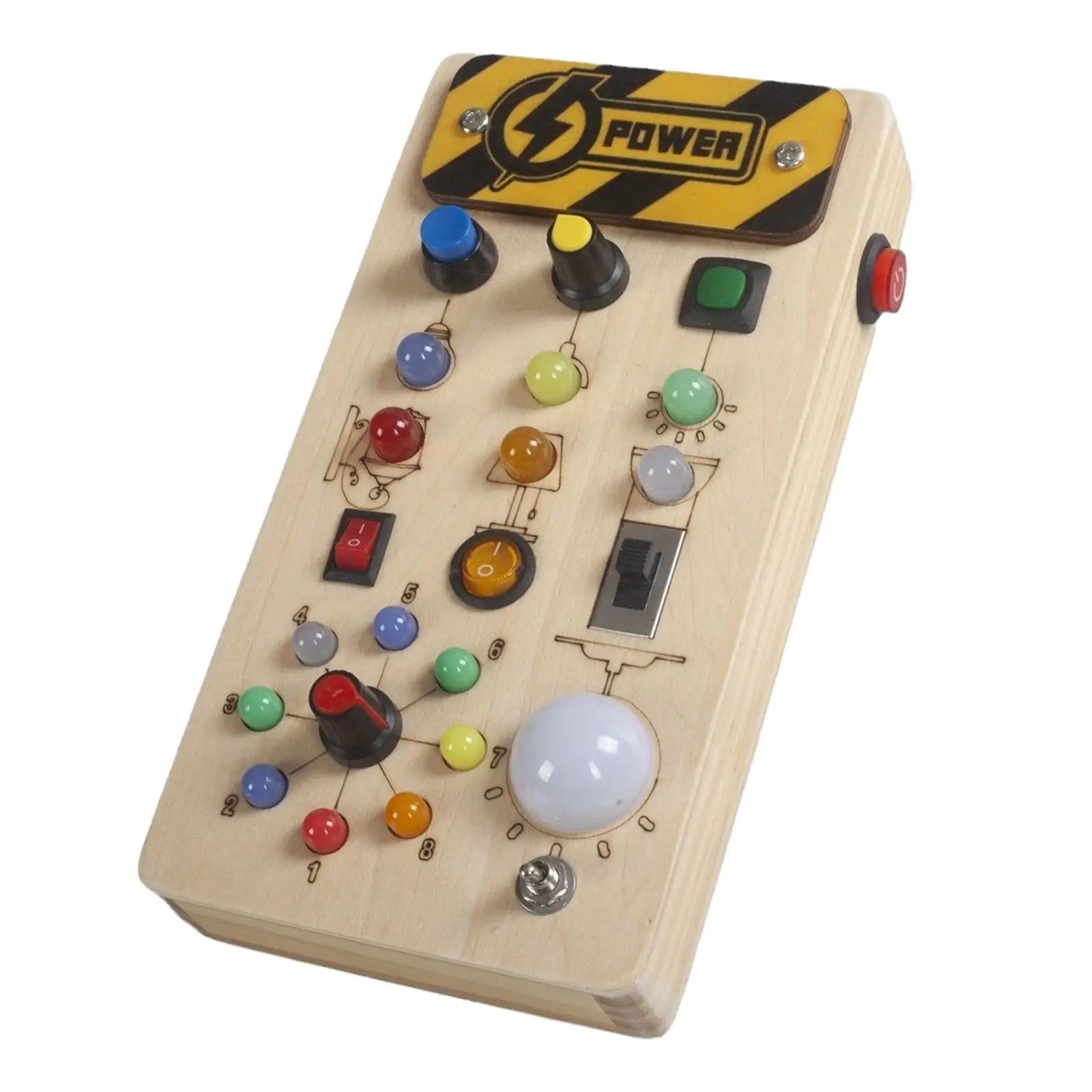 Wooden Busy Board with LED Light Educational