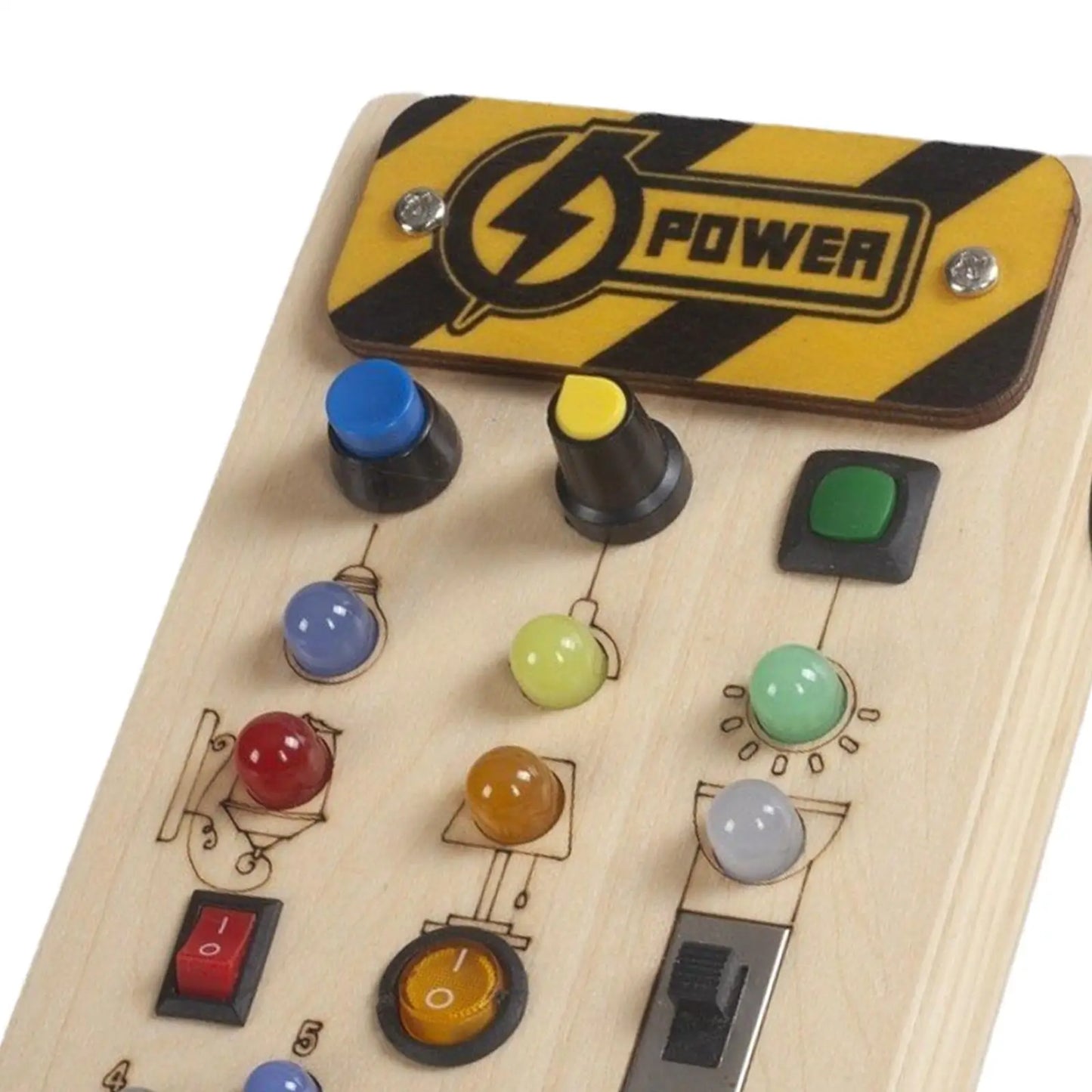 Wooden Busy Board with LED Light Educational