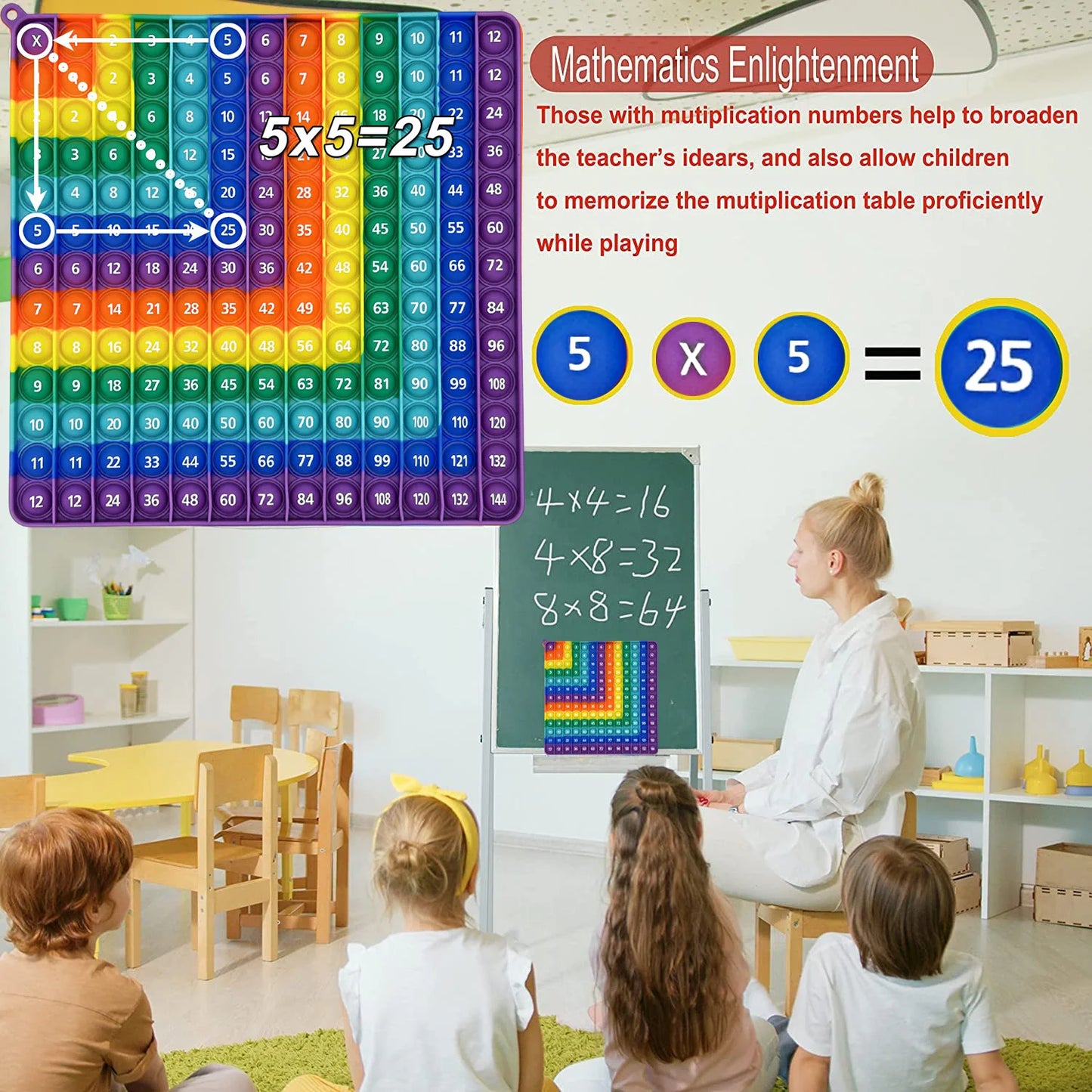 12x12 Multiplication and Addition Push Pop Board