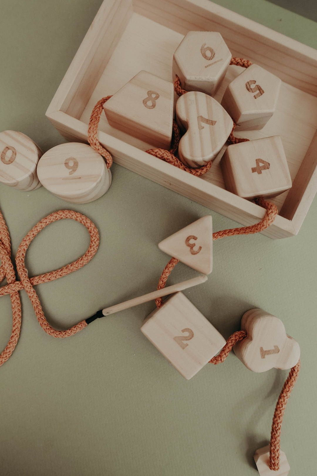 Wooden Lacing Toy with Numbers and Shapes