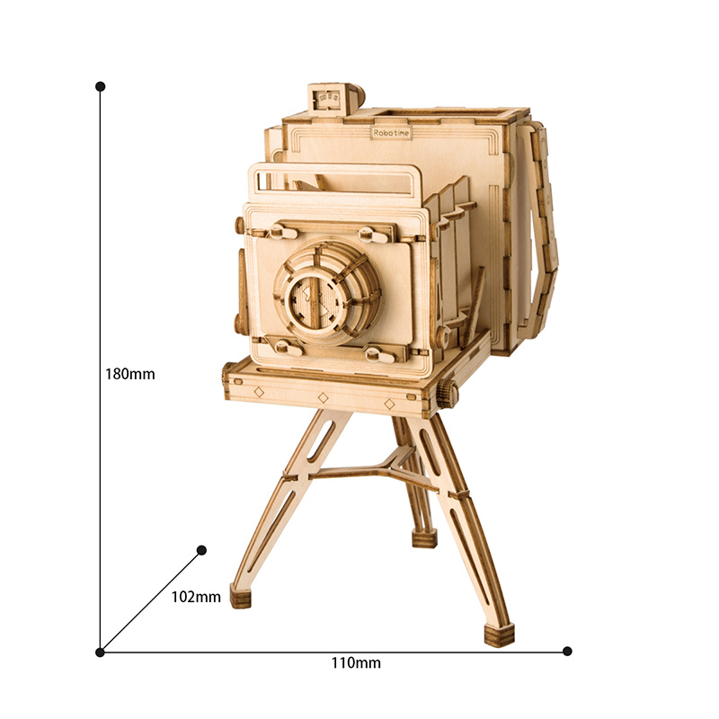 Kids DIY Wooden 3D Retro Camera Puzzle