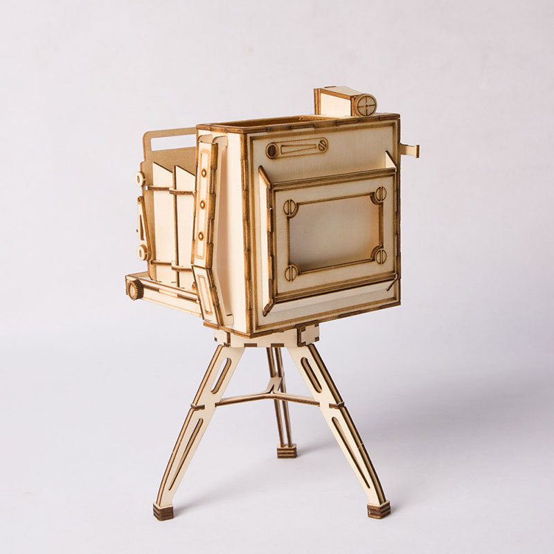 Kids DIY Wooden 3D Retro Camera Puzzle