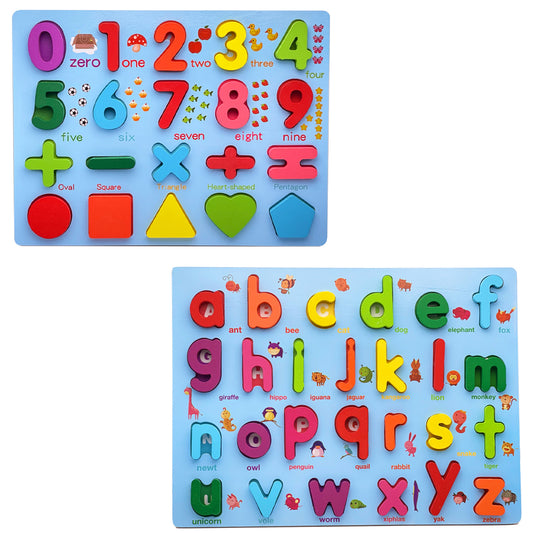 Zunammy Wooden Alphabet Puzzle Board & Number Educational Board